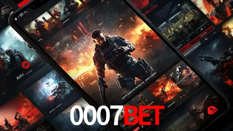 Tela de um celular exibindo uma galeria de jogos de tiro com temática militar, mostrando a variedade de e-sports disponíveis para apostas na plataforma de entretenimento 0007BET.