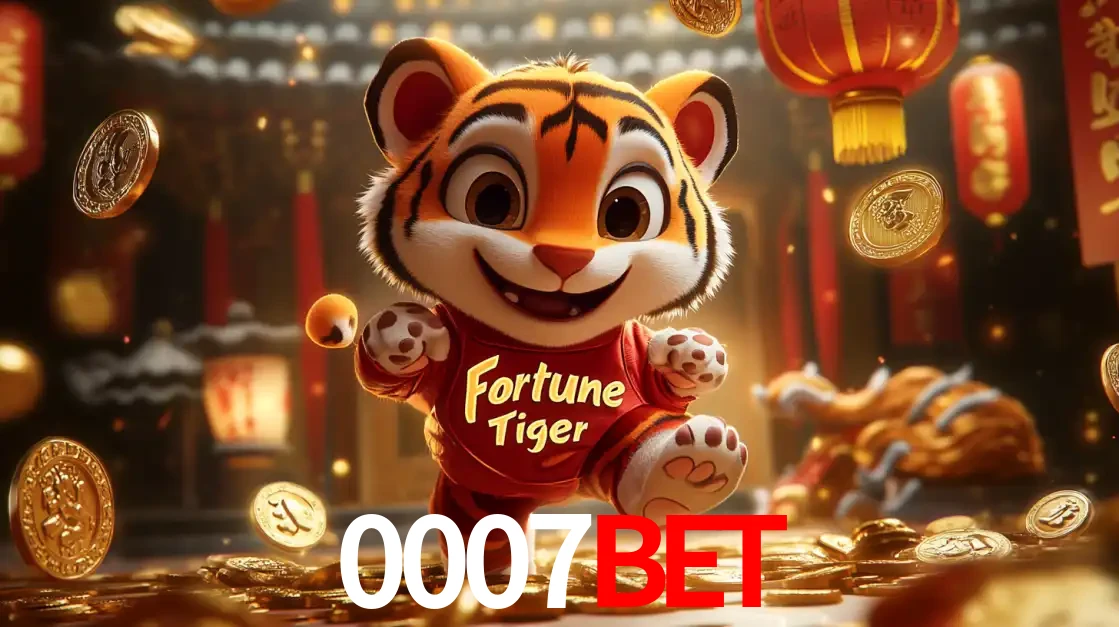 O alegre personagem do Fortune Tiger correndo sobre um caminho de moedas de ouro, simbolizando os grandes prêmios e a diversão do popular jogo de slot do 0007BET.