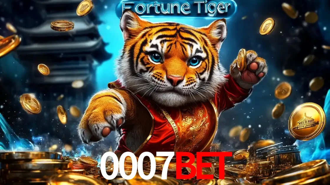 Imagem promocional do jogo de slot Fortune Tiger, com um tigre majestoso em traje tradicional cercado por uma fortuna em moedas de ouro, disponível agora no cassino 0007BET.